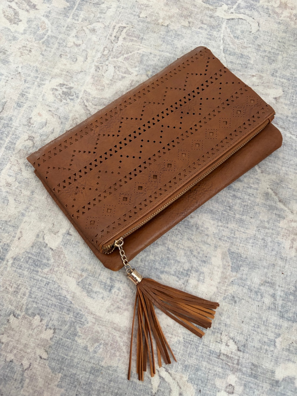 Brown Tassel Oversized Clutch